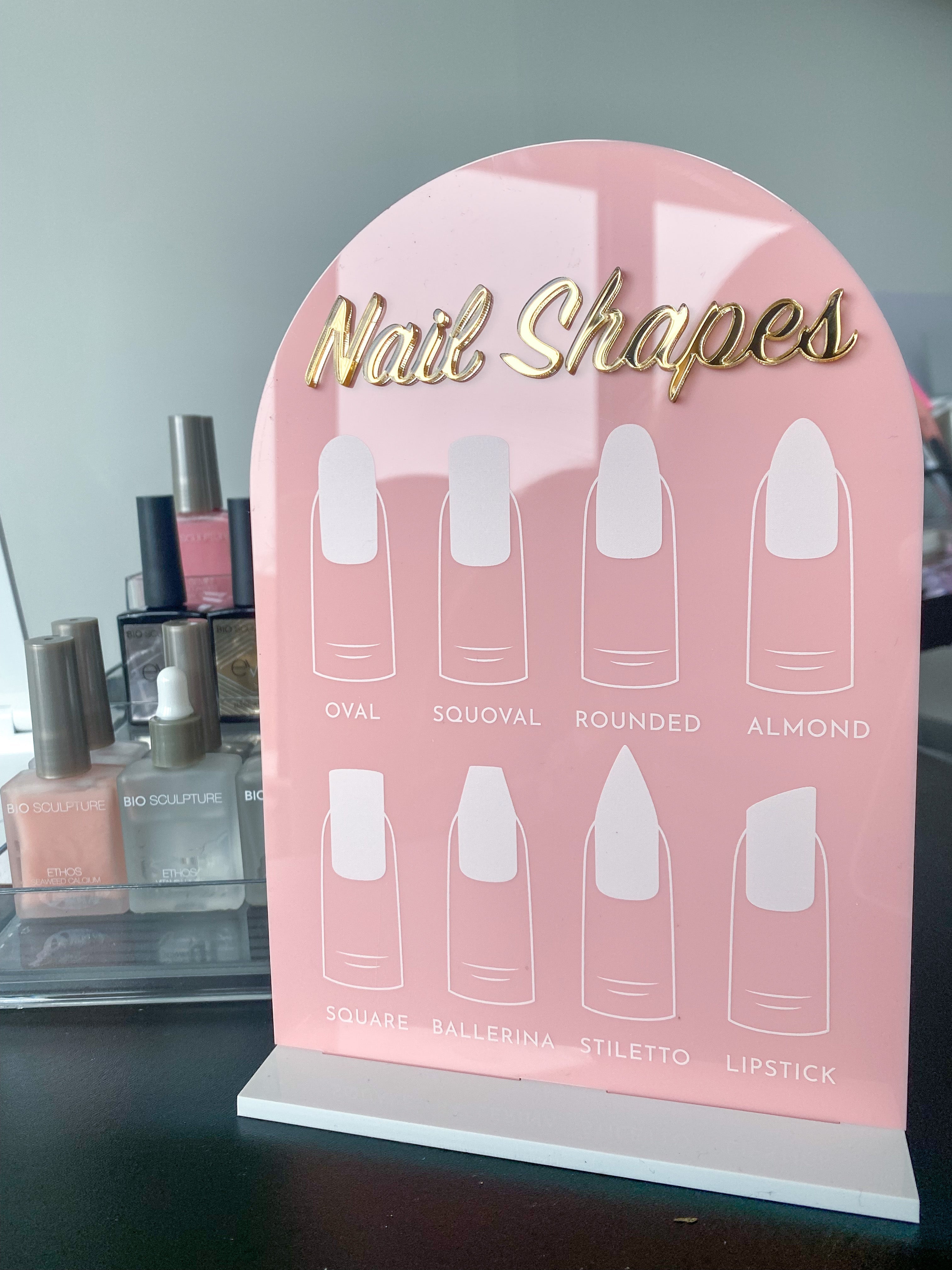 Nail Shape Sign | Sign & Stand, nail shape display sign handmade by Wolf & Flower