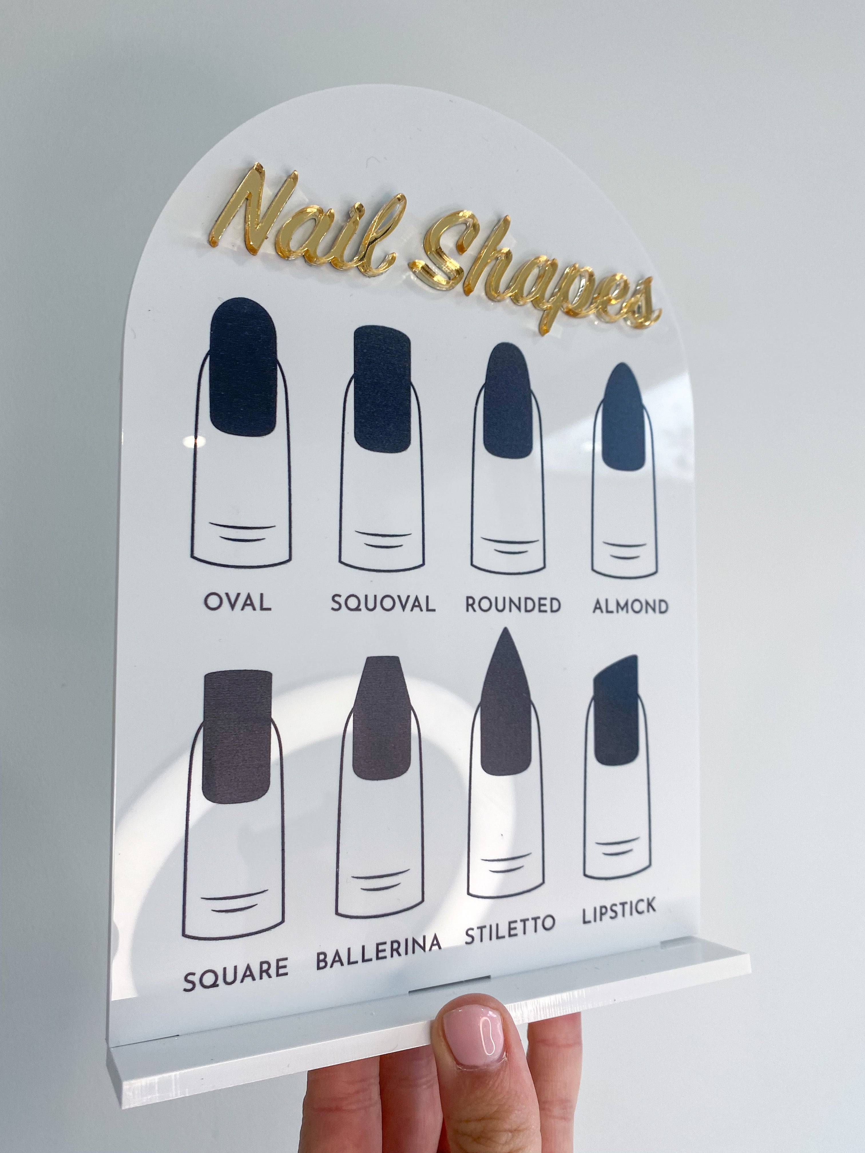 Nail Shape Sign | Sign & Stand, nail shape display sign handmade by Wolf & Flower