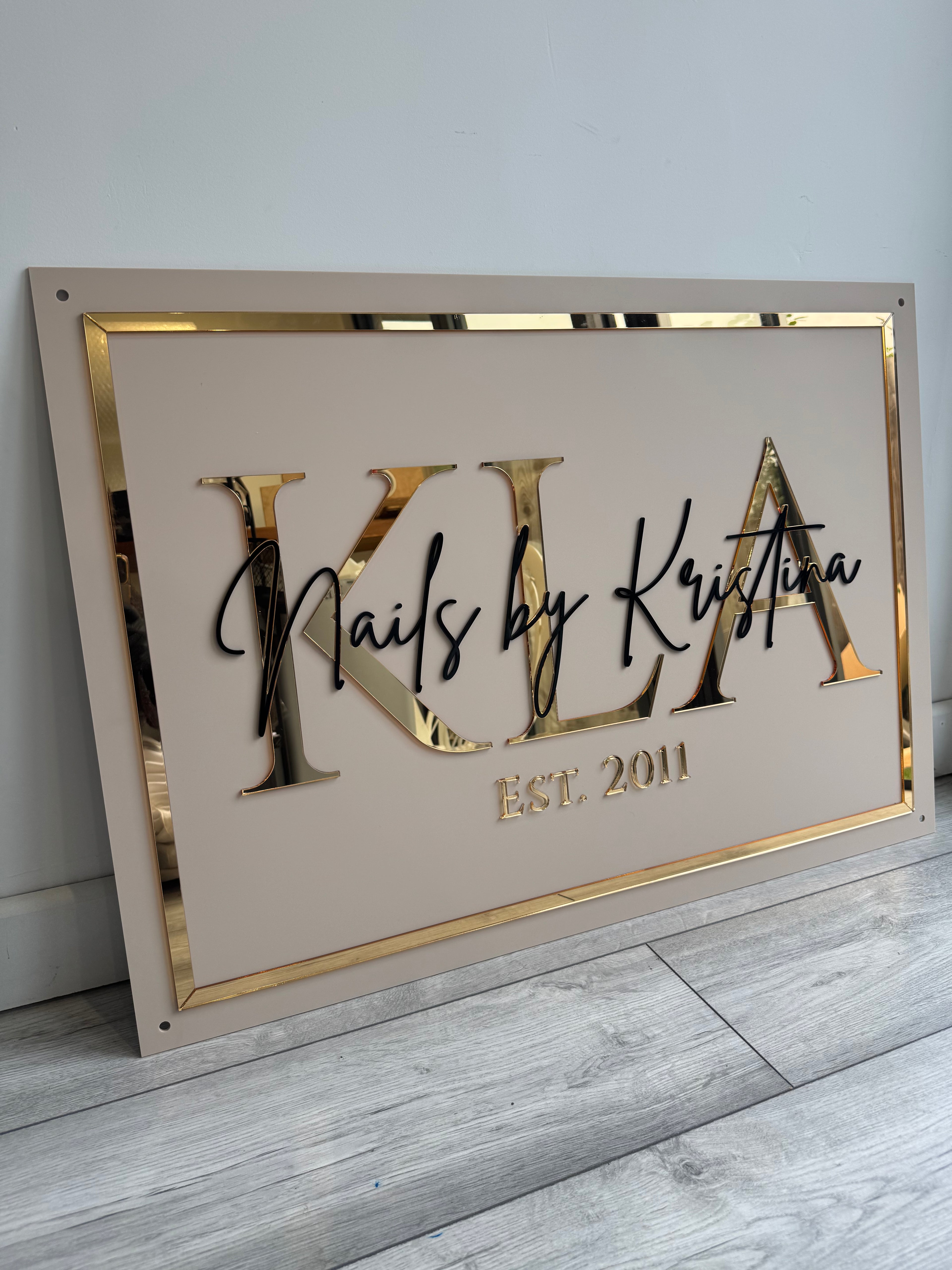Acrylic Business Sign | Rectangle Solid Colour Base With Rim