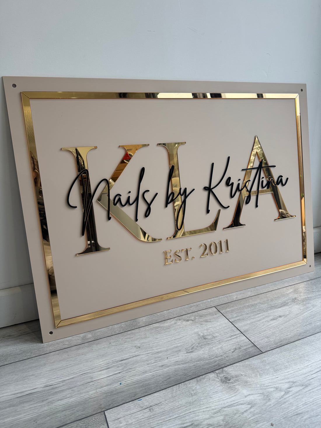 Acrylic Business Sign | Rectangle Solid Colour Base With Rim