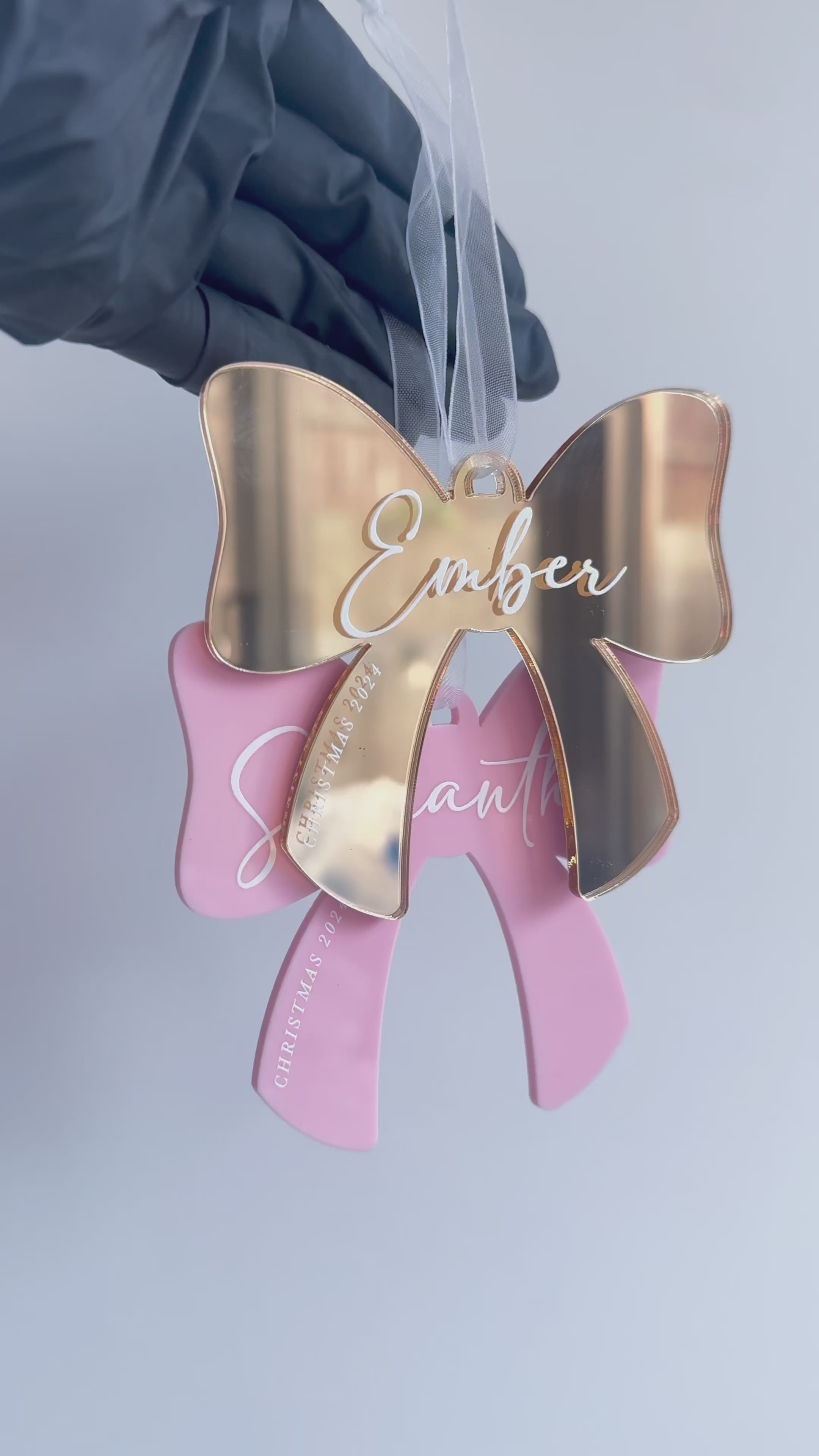 Personalised Bow Christmas Bauble