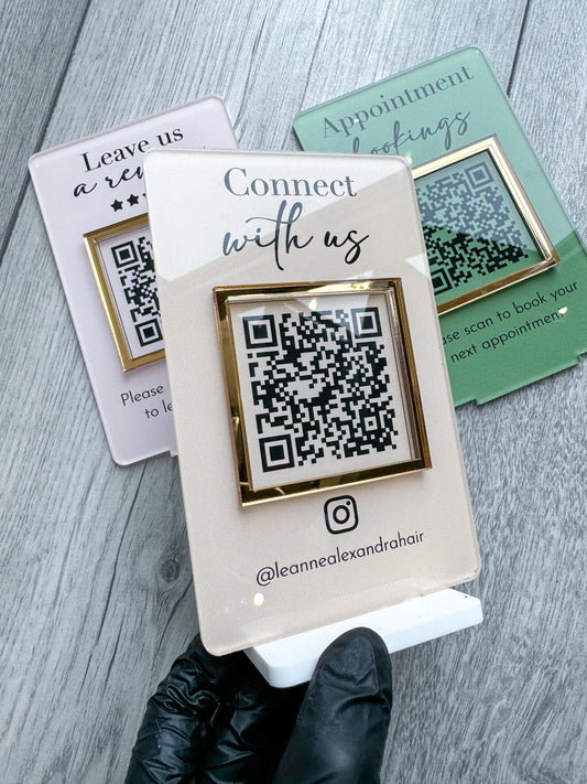 Mini QR Code Display Sign with Stand