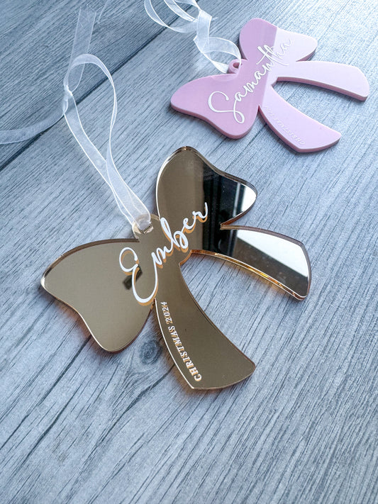 Personalised Bow Christmas Bauble