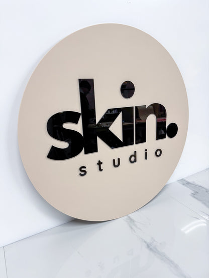 Acrylic Business Sign | Circle With Gloss Base