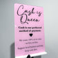 Acrylic Business Sign | Cash is Queen | Cash Preferred Sign & Stand