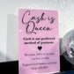 Acrylic Business Sign | Cash is Queen | Cash Preferred Sign & Stand