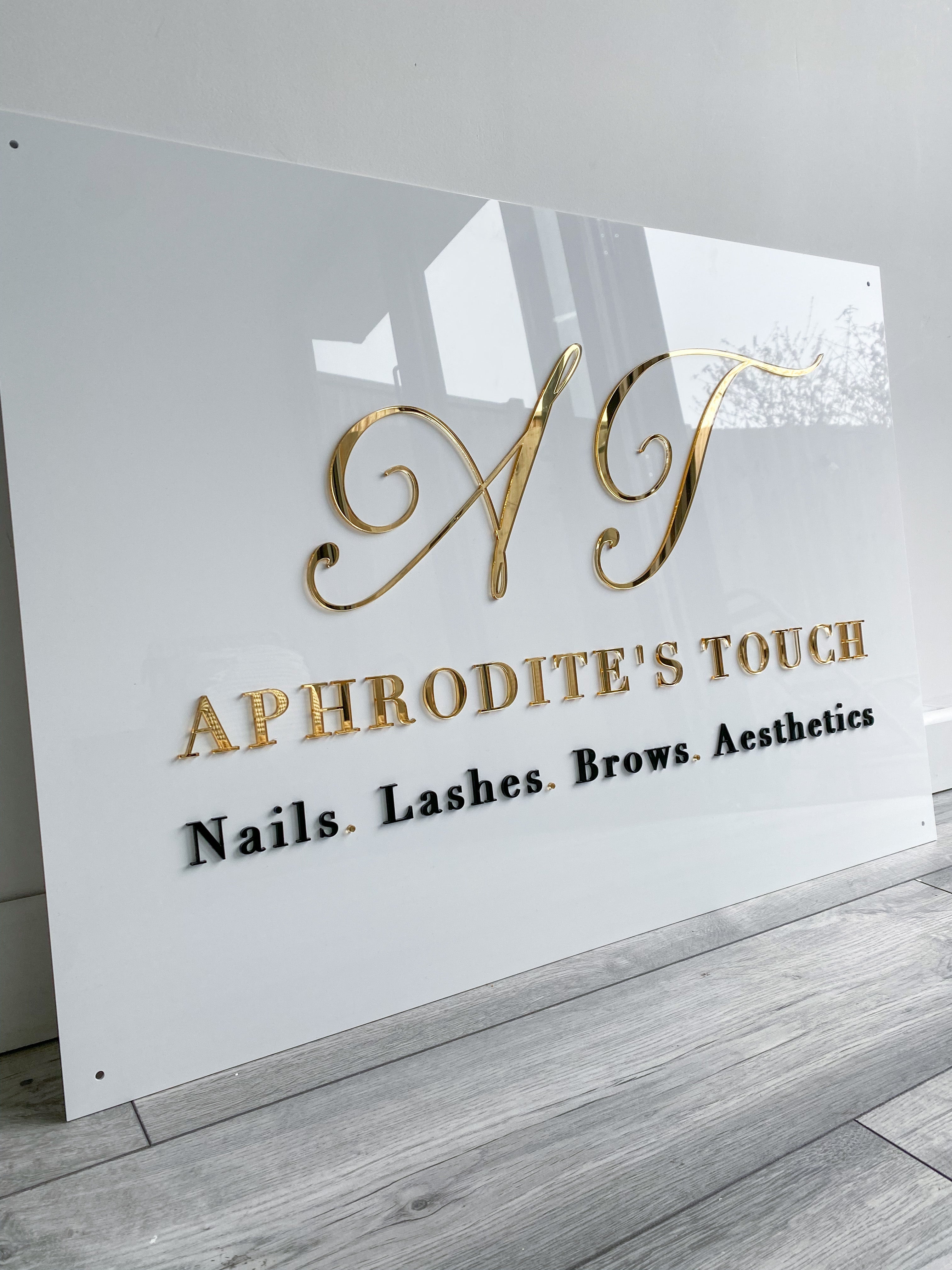 Rectangle acrylic business sign for beauty room or office UK made