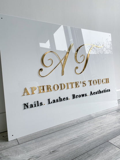 Rectangle acrylic business sign for beauty room or office UK made