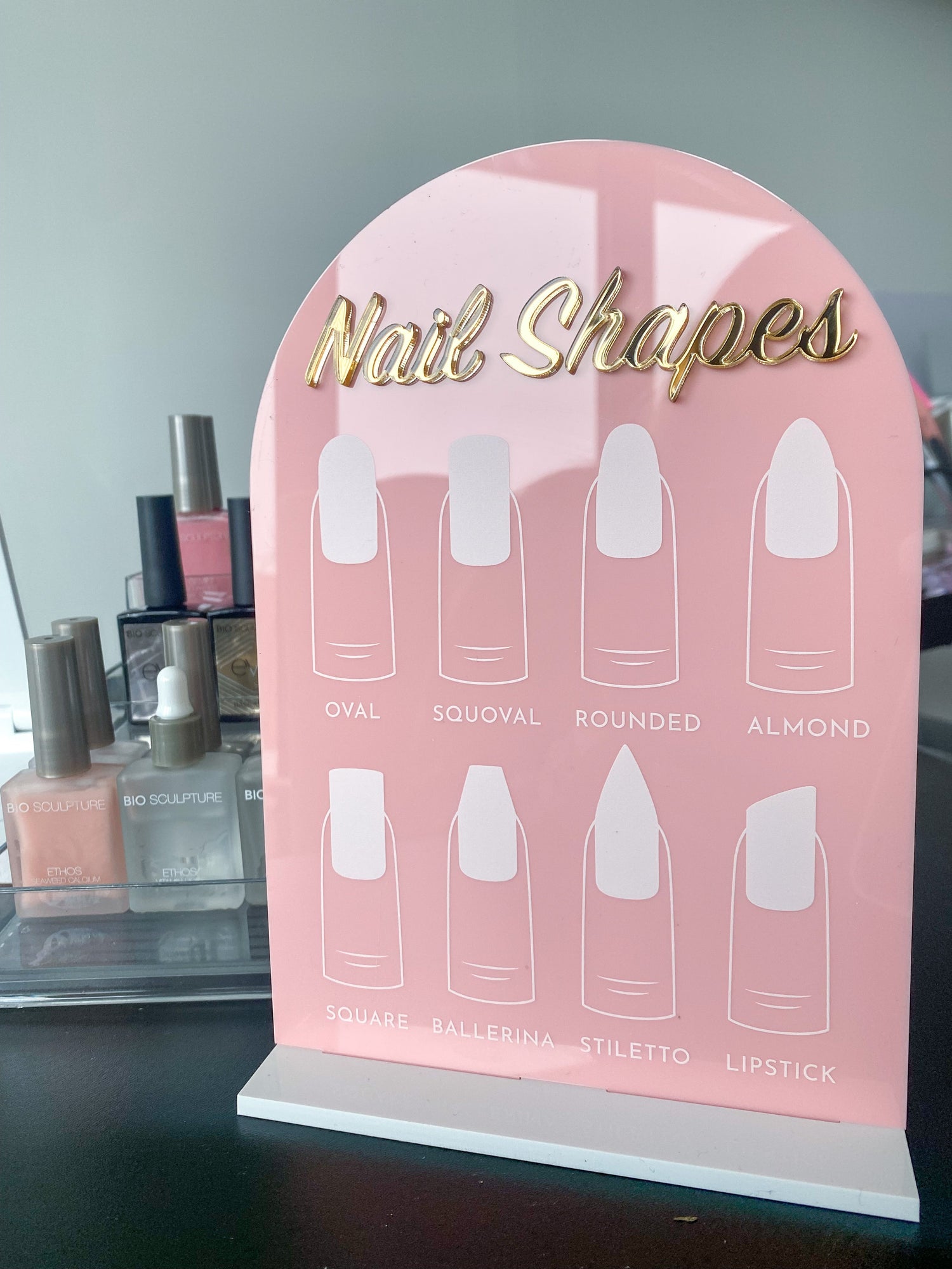 Nail Shape Sign | Sign &amp; Stand, nail shape display sign handmade by Wolf &amp; Flower
