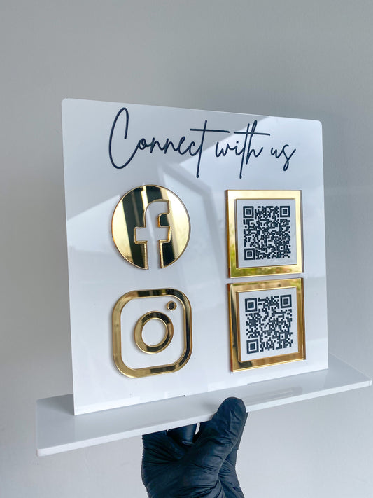 QR Code Social Media Sign | Instagram Sign | Facebook Sign | Acrylic Business Sign