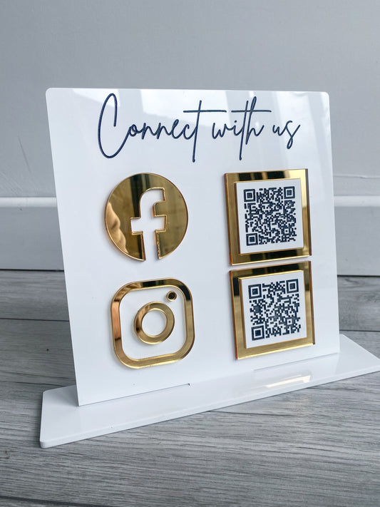 QR Code Social Media Sign | Instagram Sign | Facebook Sign | Acrylic Business Sign