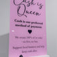 Acrylic Business Sign | Cash is Queen | Cash Preferred Sign & Stand