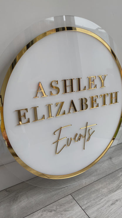 Acrylic Business Sign | Circle Sign With Rim
