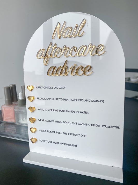 Nail Aftercare Advice Sign | Sign & Stand