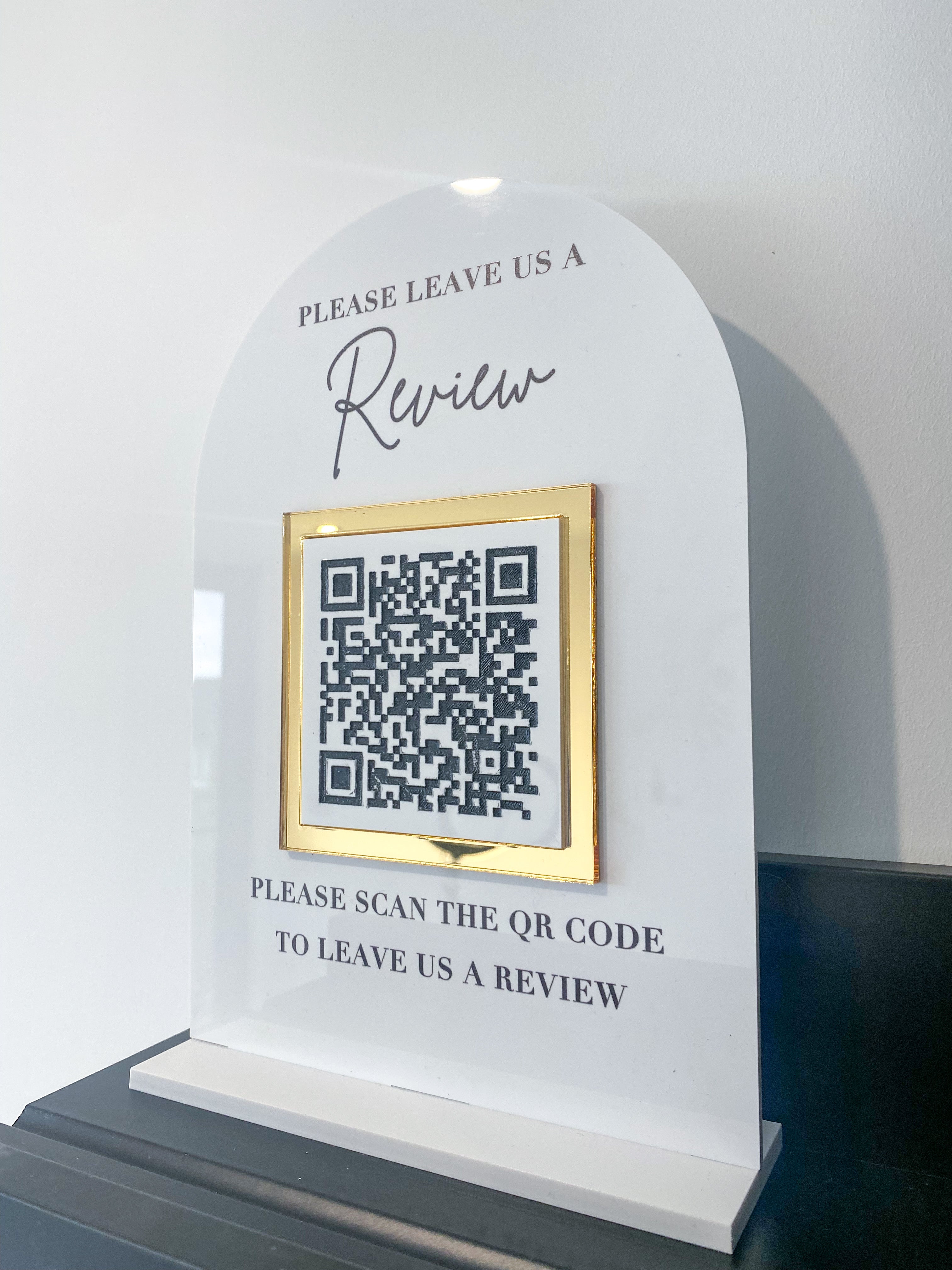 QR Code Leave A Review | Sign &amp; Stand | Acrylic Business Sign