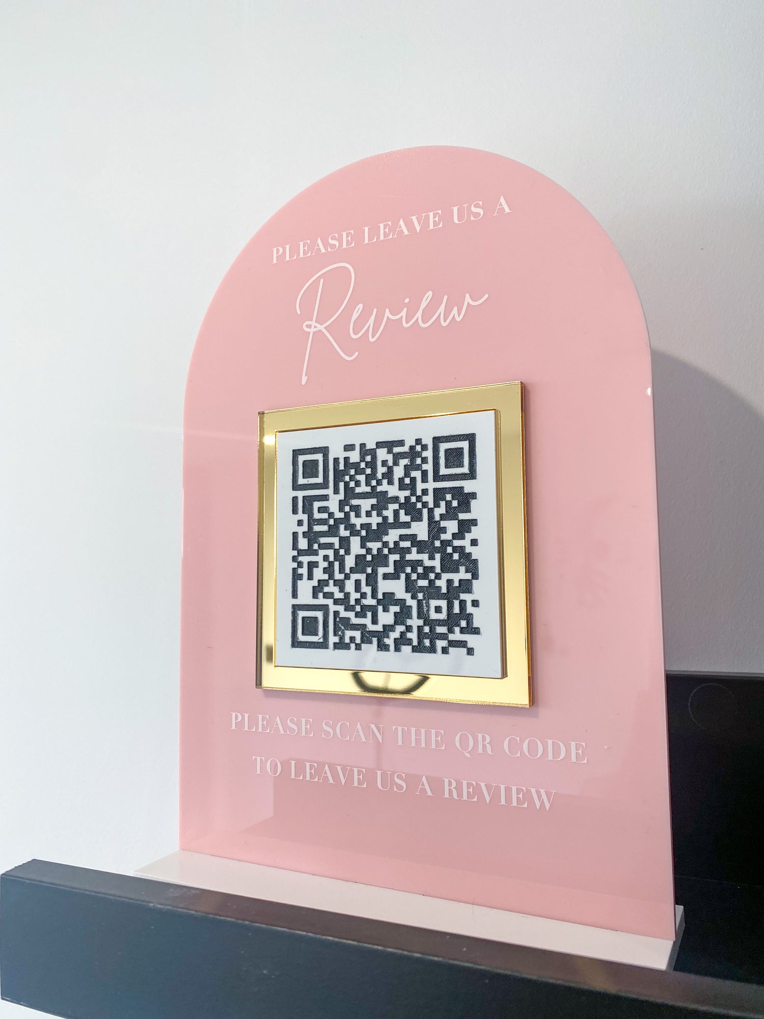 QR Code Leave A Review | Sign &amp; Stand | Acrylic Business Sign