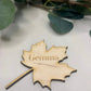 Wedding wooden Autumn leaf place name setting