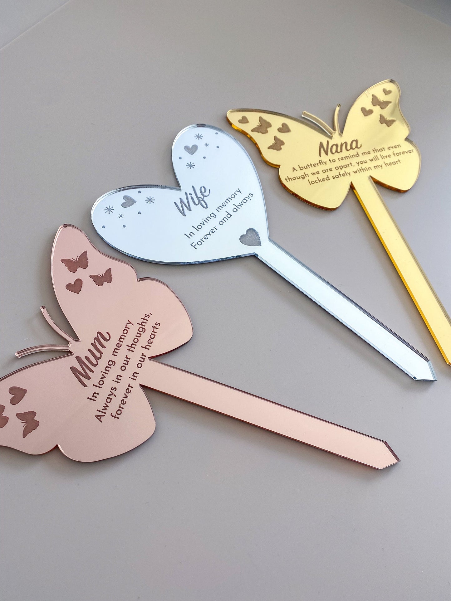 Personalised Memorial Butterfly or Memorial Heart